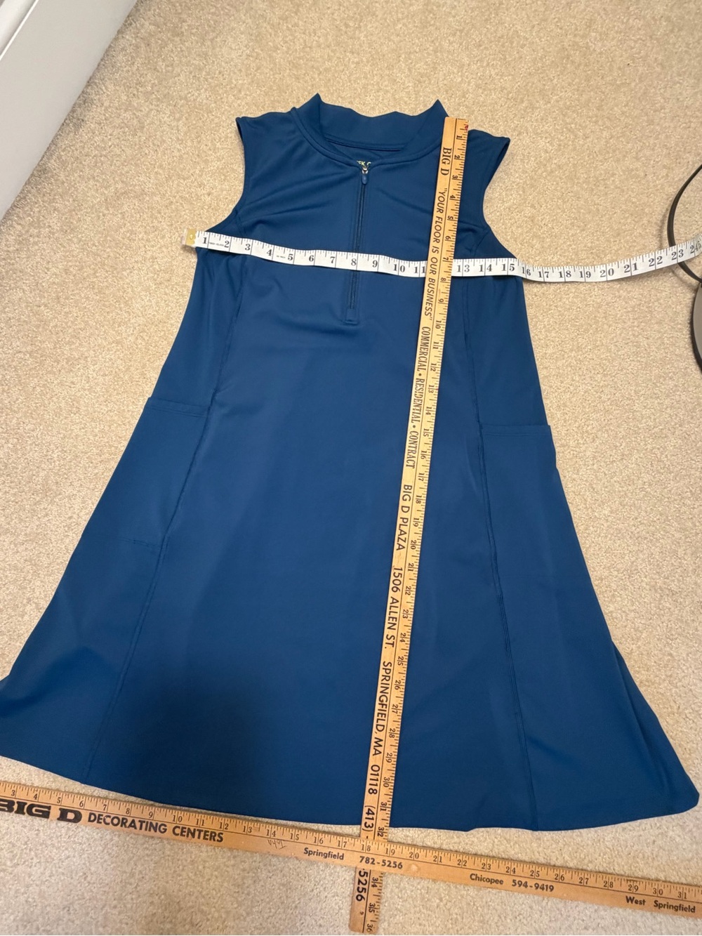 tek gear Sleeveless Royal Blue A-Line Dress with Front Zip - Picture 4 of 5